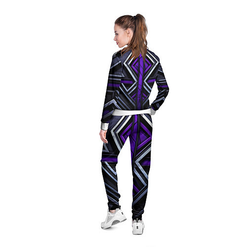 Женская олимпийка Фиолетовые вставки на черном фоне / 3D-Белый – фото 4