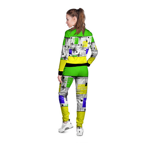 Женская олимпийка Узор из полос желтого и зеленого цвета / 3D-Черный – фото 4