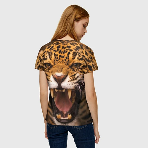 Женская футболка Ярость леопарда / 3D-принт – фото 4