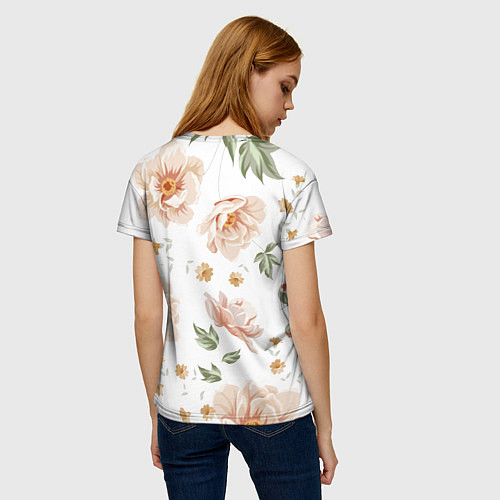 Женская футболка Красивые цветы / 3D-принт – фото 4