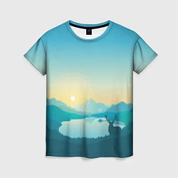 Женская футболка Олень у озера