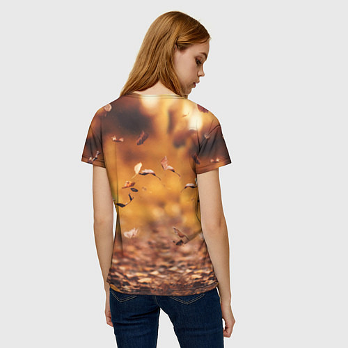Женская футболка Котик в листьях / 3D-принт – фото 4
