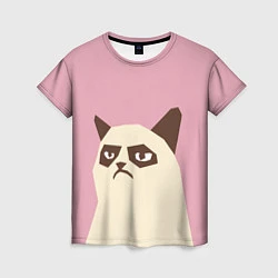 Женская футболка Grumpy cat pink