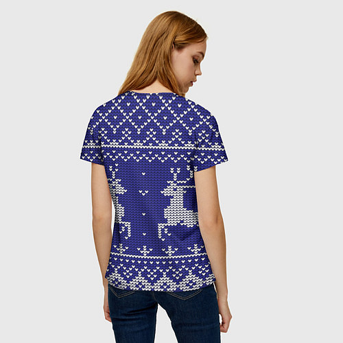 Женская футболка Узор с оленями / 3D-принт – фото 4