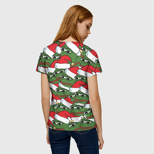 Женская футболка Sad frog new year / 3D-принт – фото 4