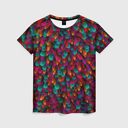 Женская футболка Разноцветные перья