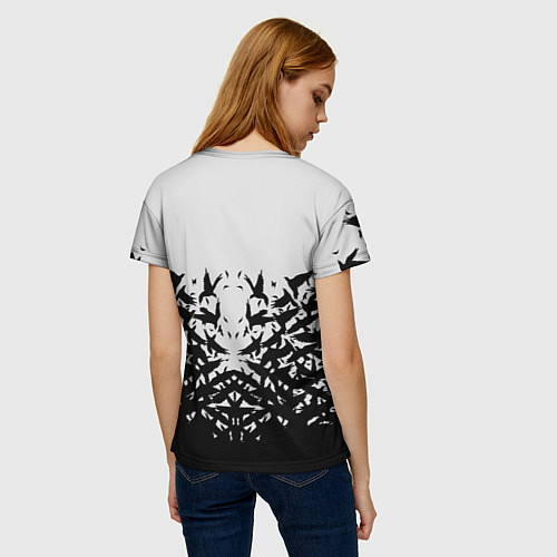 Женская футболка Птичий вихрь / 3D-принт – фото 4