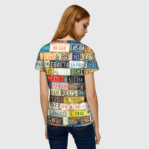 Женская футболка Автомобильные номера мира / 3D-принт – фото 4