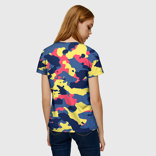 Женская футболка Разноцветный камуфляж / 3D-принт – фото 4