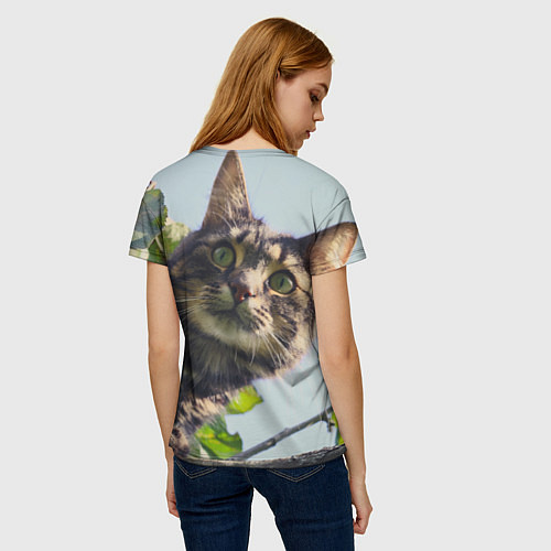 Женская футболка Юный кот-оxотник / 3D-принт – фото 4