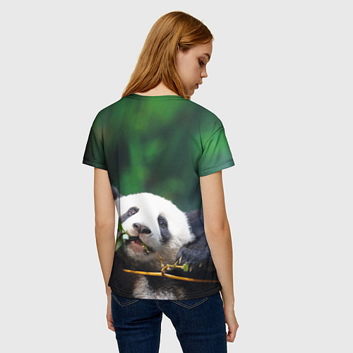 Женская футболка Панда на ветке / 3D-принт – фото 4