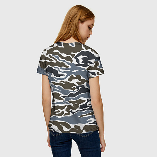 Женская футболка Камуфляж зимний: болотный/синий / 3D-принт – фото 4