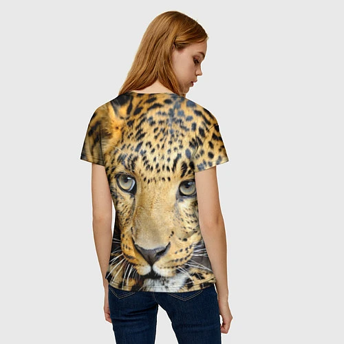 Женская футболка Улыбка леопарда / 3D-принт – фото 4