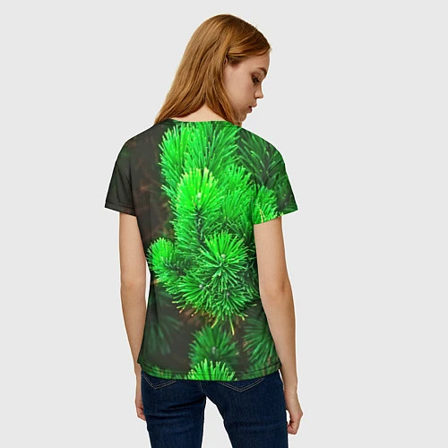 Женская футболка Зелёная ель / 3D-принт – фото 4