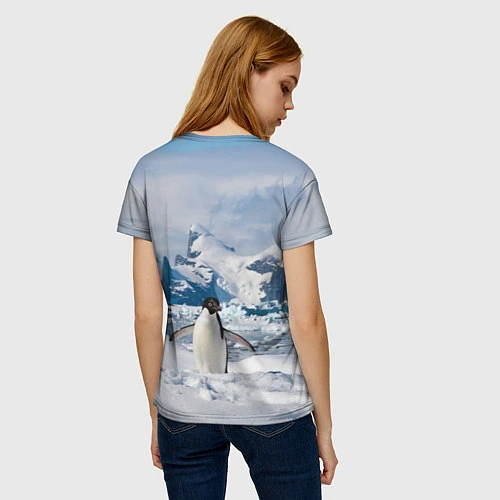 Женская футболка Пингвин в горах / 3D-принт – фото 4