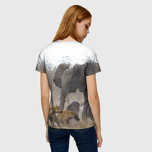 Женская футболка Гиены охотятся на слона / 3D-принт – фото 4