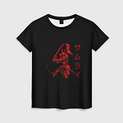 Женская футболка Японские иероглифы - самурай