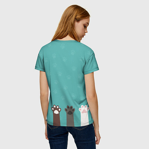 Женская футболка Лапки котеек / 3D-принт – фото 4