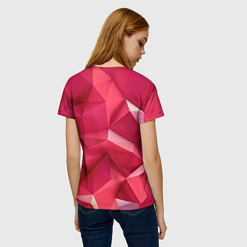 Женская футболка Розовые грани / 3D-принт – фото 4