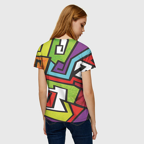 Женская футболка Цветные граффити / 3D-принт – фото 4