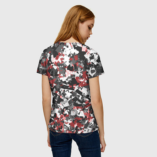 Женская футболка Камуфляж: серый/красный / 3D-принт – фото 4
