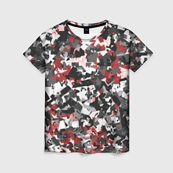 Женская футболка Камуфляж: серый/красный