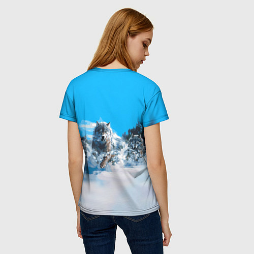 Женская футболка Волчья охота / 3D-принт – фото 4