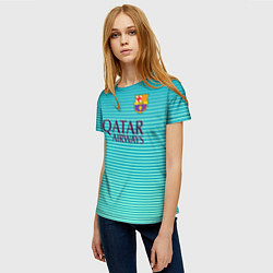 Футболка женская Barcelona FC: Aqua, цвет: 3D-принт — фото 2