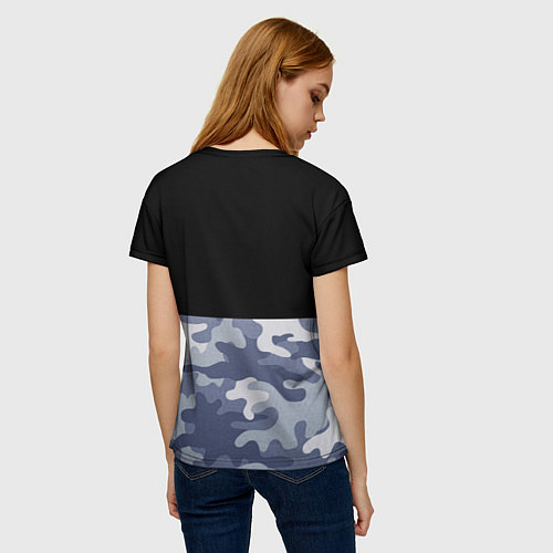 Женская футболка Камуфляж: черный/голубой / 3D-принт – фото 4
