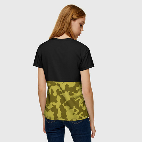 Женская футболка Камуфляж: черный/болотный / 3D-принт – фото 4