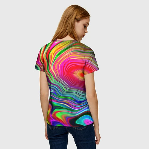 Женская футболка Цветные разводы / 3D-принт – фото 4