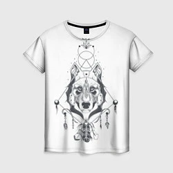Женская футболка Этно волк