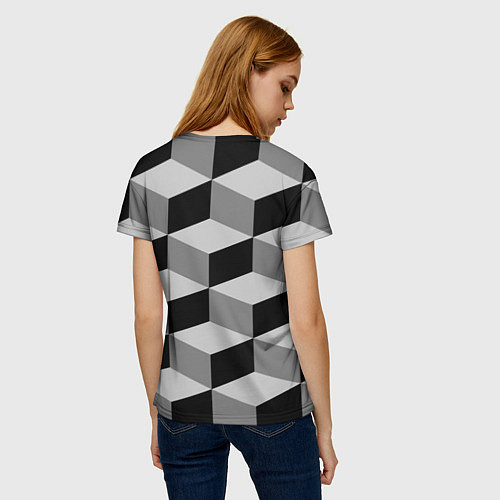 Женская футболка Серые грани / 3D-принт – фото 4