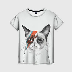 Футболка женская David Bowie: Grumpy cat, цвет: 3D-принт