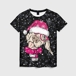 Женская футболка Собака Санта