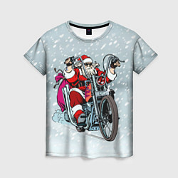 Женская футболка Санта Клаус байкер