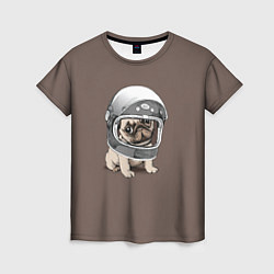 Женская футболка Мопс космонавт