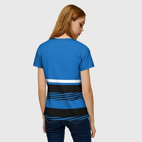 Женская футболка Герб РФ: Голубой стиль / 3D-принт – фото 4