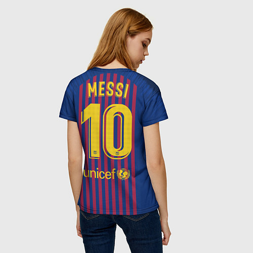 Женская футболка FC Barcelona: Messi Home 18/19 / 3D-принт – фото 4