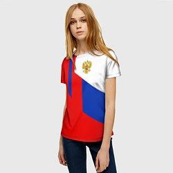 Футболка женская Russia: Geometry Tricolor, цвет: 3D-принт — фото 2