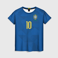 Футболка женская Сборная Бразилии: Неймар ЧМ-2018 гостевая, цвет: 3D-принт