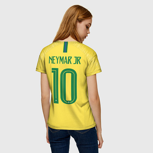 Женская футболка Сборная Бразилии: Неймар ЧМ-2018 домашняя / 3D-принт – фото 4