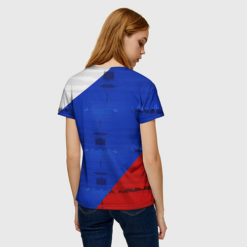 Женская футболка Россия: триколор / 3D-принт – фото 4