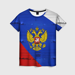 Женская футболка Россия: триколор