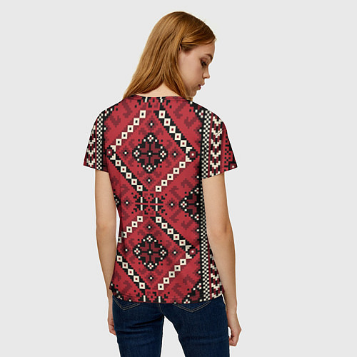 Женская футболка Славянский орнамент: красный / 3D-принт – фото 4