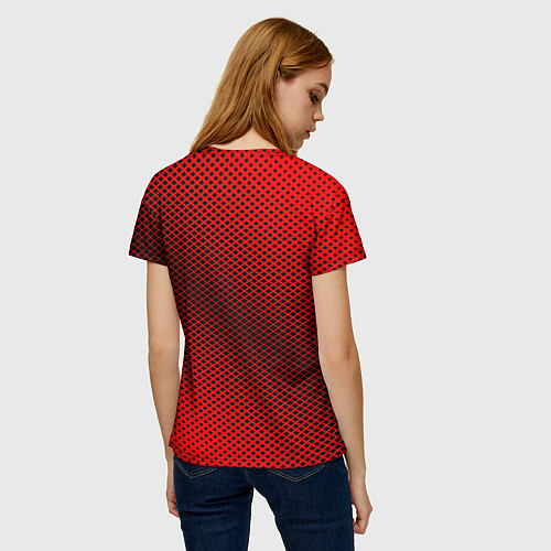 Женская футболка Mercedes: Red Carbon / 3D-принт – фото 4