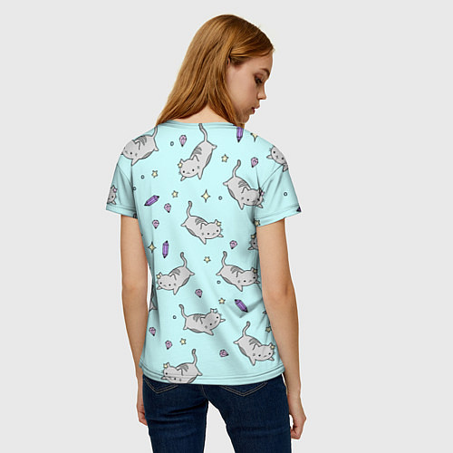 Женская футболка Кавайные котики / 3D-принт – фото 4