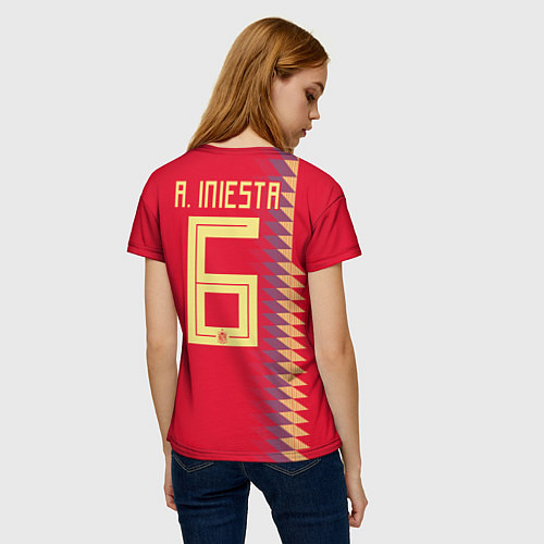 Женская футболка Iniesta Home WC 2018 / 3D-принт – фото 4