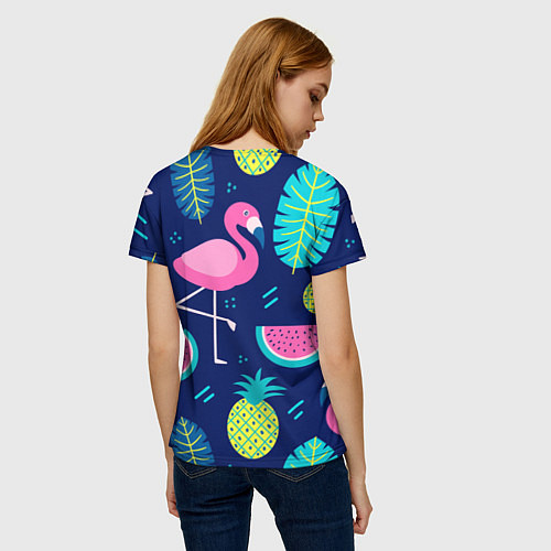 Женская футболка Фруктовый фламинго / 3D-принт – фото 4