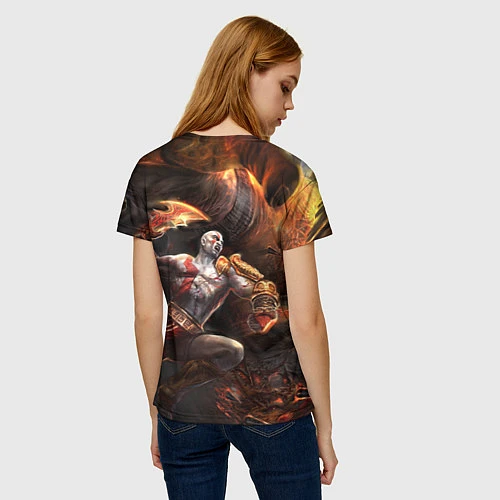 Женская футболка Кратос в ярости / 3D-принт – фото 4